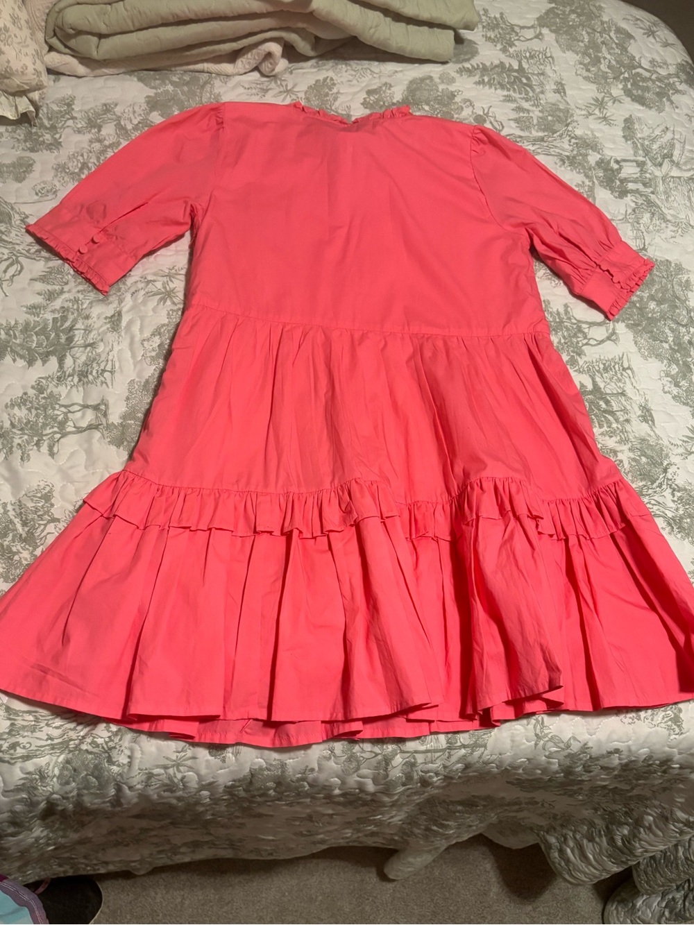 NWT J. Crew sz Medium Petite PM Pink Tiered Popover Dress poplin ruffles barbie - Picture 7 of 15